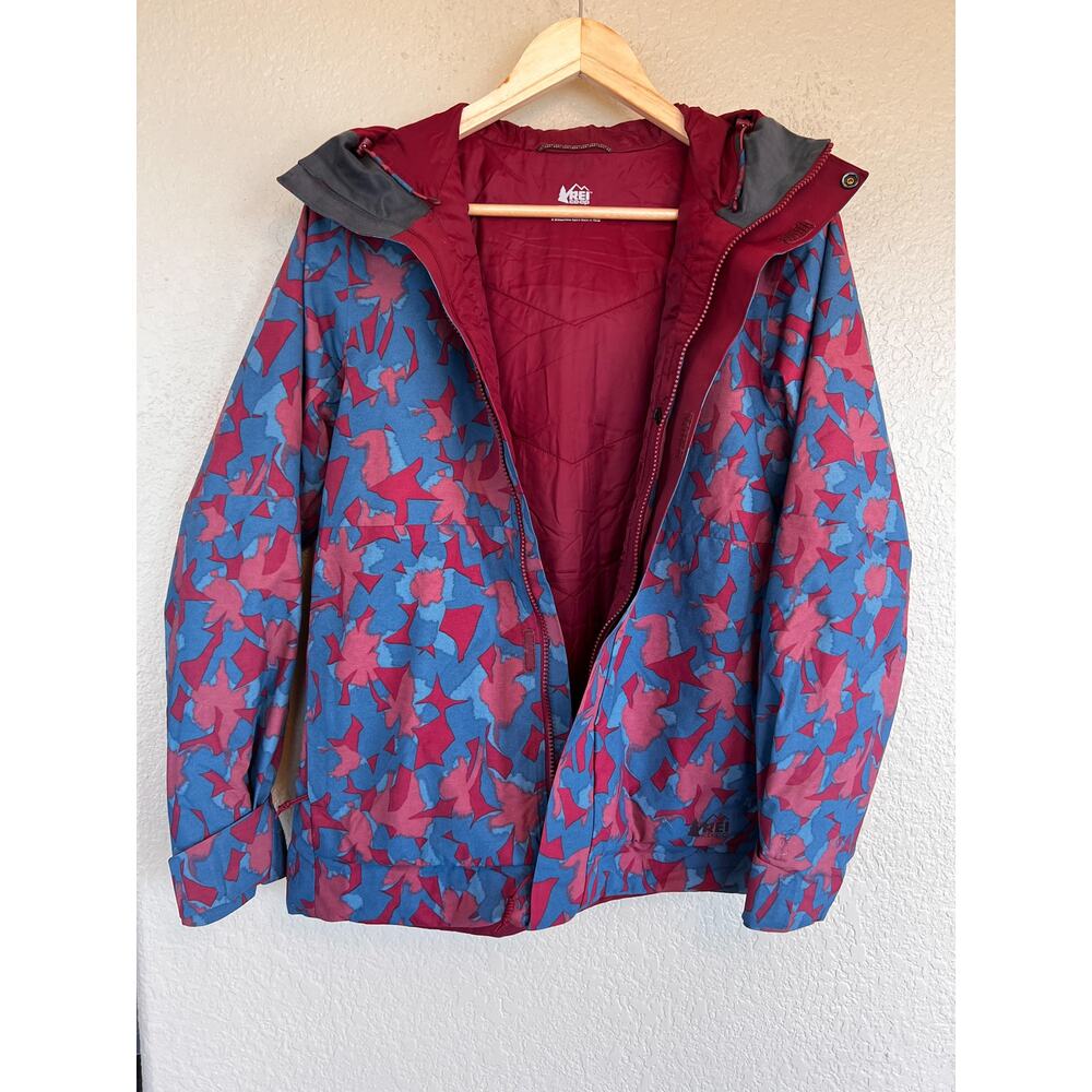 REI Powderbound Insulated Jacket Red Blue Camo XS Women's Water Resistant